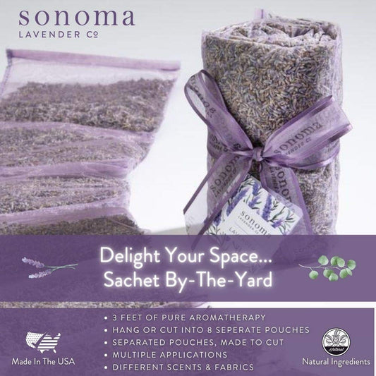 Sonoma Lavender Dried Lavender Sachets by The Yard for Drawers and Closets, Natural Air Freshener for Home, Car, Bag, Room, and Closet