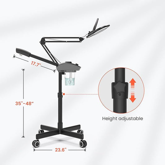 TASALON Professional 2-in-1 Facial Steamer, Ozone Face Steamer with 5X Magnifying Lamp Deep Cleaning Pore,Hot Mist Face Steamer Salon Spa Beauty Skin Care Equipment, Aroma Therapy Nozzle Included