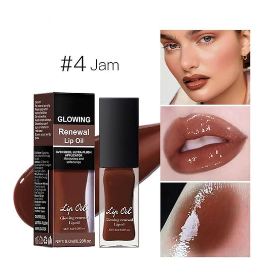 MAEPEOR Glowing Lip Oil 7 Colors Hydrating Lip Balm Nourishing Lip Care Lip Treatment Glossy Finish Non-sticky Moisturizing Lip Balm (04 Jam)