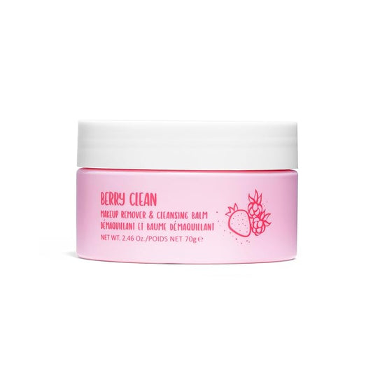 W7 Very Berry Clean - Makeup Cleansing Balm, Lip Mask & Scrub Trio - Gentle Makeup Remover & Overnight Lip Care Set