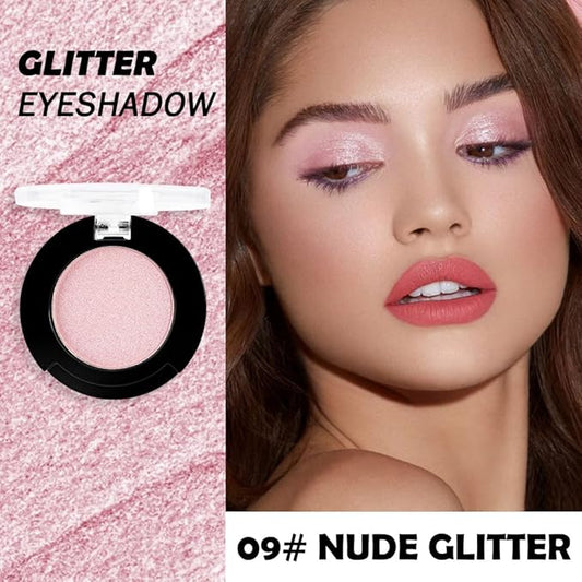 Monochrome Glitter Eyeshadow Makeup Palette, Highly Pigmented Nude Pink Eyeshadow Palette, Shimmer Pressed Powder Eye shadow Makeup, Single Vegan Eye Shadow, Daily Evening Women Girls Eyeshadow Gift9#