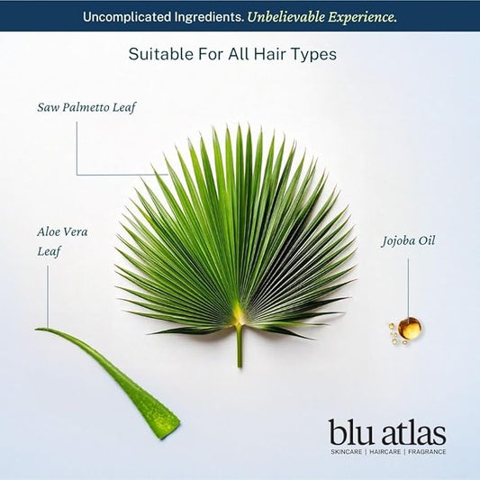 Blu Atlas Men's Natural Shampoo – Organic, Sulfate-Free, Paraben-Free – Deep Cleansing & Hydrating – Classic Scent (Bergamot, Sage, Patchouli) – Made in America– 16 oz