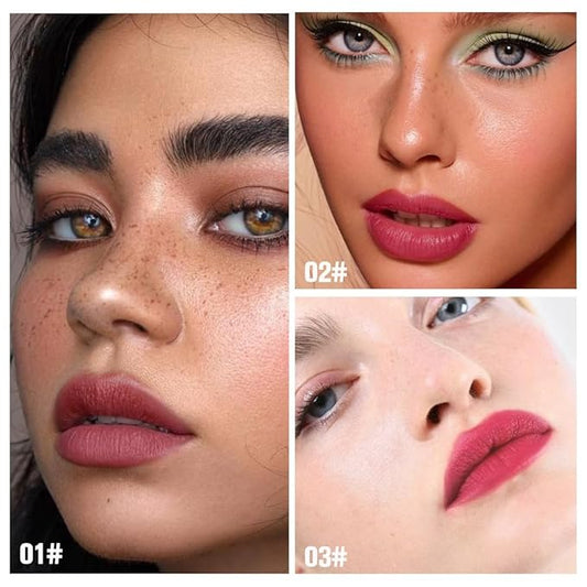 evpct 3Pcs Peel Off Lip Stain Tints, Maroon Red Mauve Matte Liquid Lipstick Lip Stain Long Lasting Waterproof for Women, Non-stick Cup Lipstick Peel Off Highly Pigmented Not Faded Smudge-proof Liptint