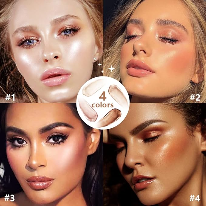 Liquid Contour Stick Makeup Glotion, Waterproof Luminous Lotion, Silky Smooth Glitter Highlighter Makeup Stick, Multi-Use Body Shimmer (#4 Candlelight)