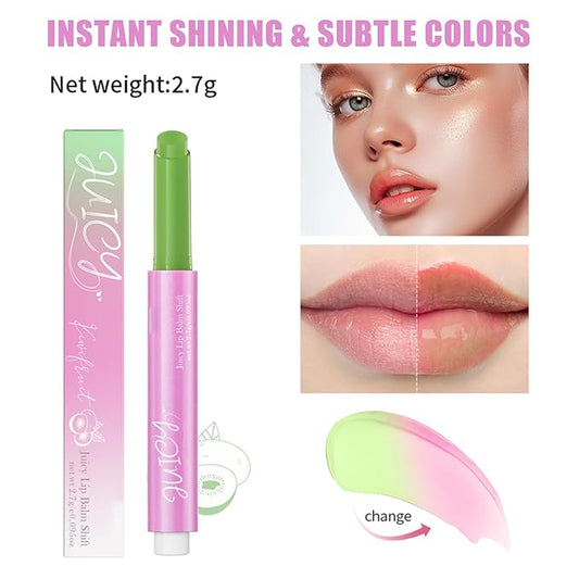Juicy Lip Plump Shift, Click Melting Lip Balm Lasting Tint Hydrating & Nourishing Lip Care Moisturizer Glossy Color Changing Lip Gloss Non Sticky Lipstick Vegan Tinted Lip Balm (#4 Kiwifruit)