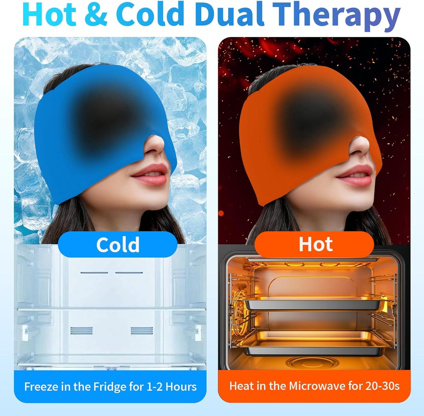 Migraine Relief Cap,Headache Relieve Cap,Black Constellation Pattern Reusable Gel Ice Head Wrap Cap for Tension,Stress,Hangover & Puffy Eyes.