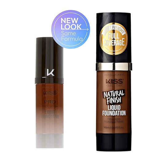 Kiss New York Professional Liquid Foundation - Lightweight and Hydrating Formula, Natural Finish, Control Shine, Cover Pores, Medium to Full Coverage, Green Tea Extract (Rich Mahogany)