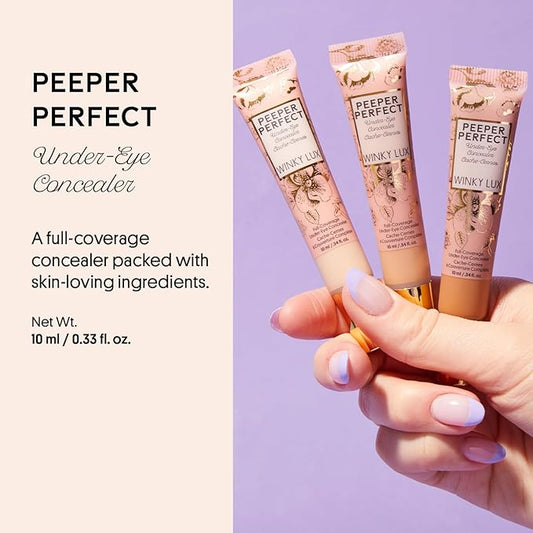 Winky Lux Peeper Perfect Under Eye Concealer, Makeup & Eye Brightener, Full Coverage Concealer for Dark Circles, Color Corrector & Eye Primer, With Collagen, Hyaluronic Acid & Vitamin E (Golden Beige)