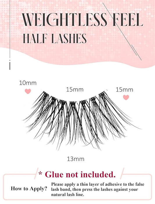 Half Lashes Natural Lashes Wispy Lashes Corner Lashes 3/4 False Eyelashes Natural Half Eyelashes Clear Band Lashes W05