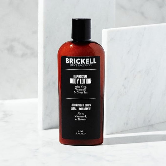 Brickell Men's Deep Moisture Body Lotion for Men, Natural and Organic Protects and Hydrates Dry Skin, 8 Ounce, Unscented