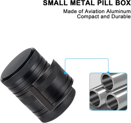 Pill Box 2 Times a Day - Metal Pill Case, Portable Daily 2 Compartment Pill Container, Waterproof Travel Aluminum Pill Holder for Fish Oils, Vitamin, Fish Oil, Supplements