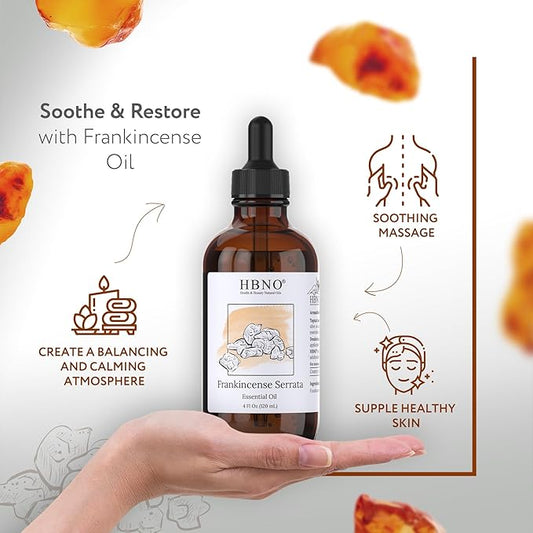 HBNO California Bottled Frankincense Essential Oil (Serrata) 4 fl oz (120ml) - Natural & Premium Grade Frankincense Oil Essential Oil,