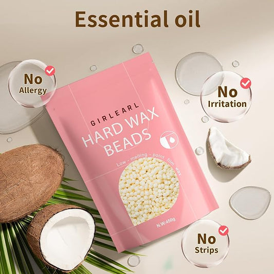 Hard Wax Beads, 1lb Wax Beans for Hair Removal, Hard Wax for Sensitive Skin at Home, Wax Refill Perfect for Eyebrow, Facial, Brazilian Bikini, Legs and Full Body for Women and Men (Cream)