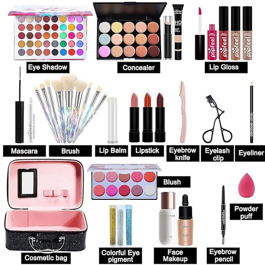 Makeup Kit For Women Full Kit, All in One makeup Gift full set, Include Eyeshadow Palette, makeup brushes, Lip Gloss Set, Lipstick, Foundation, Concealer, For Beginners and Professional