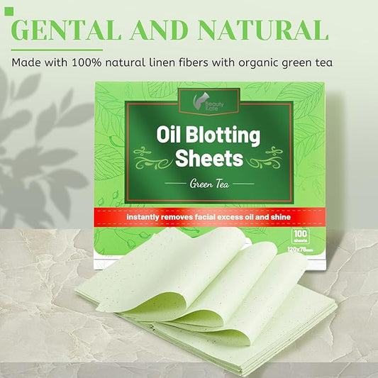 Oil Blotting Sheets for Face - Green Tea,26% Larger,6pk/600 Natural Blotting Paper for Oily Skin,Makeup Friendly Oil Absorbing Sheets,Easy To Grab One