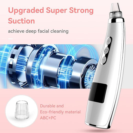 Blackhead Remover Pore Vacuum Upgraded Facial Pore Cleaner Electric Comedone Whitehead Extractor Tool-5 Suction Power,5 Probes,USB Rechargeable Blackhead Vacuum Kit for Women & Men