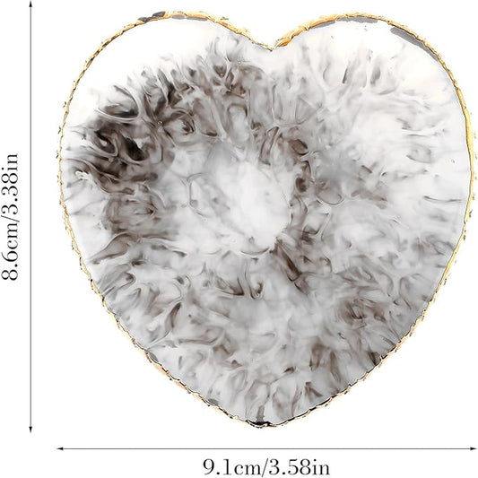 Sibba Resin Nail Art Palette Nail Mixing Palette Polish Color Mixing Plate Golden Edge Nail Holder Display Board Heart Shape Cosmetic Mixing Tools