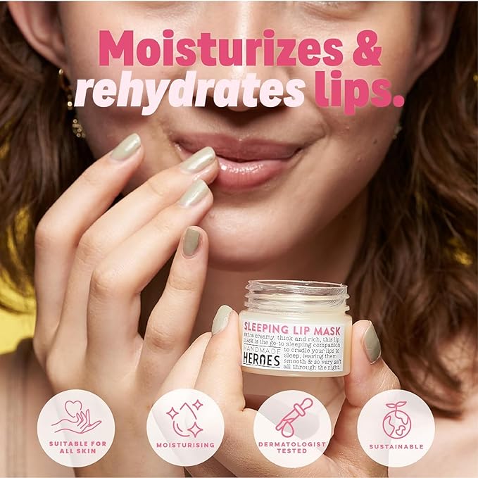 Handmade Heroes 100% Natural Coconut Lip Exfoliator & Lip Mask Gift Set - Gentle Exfoliant Sugar Lip Polish & Moisturizer for Chapped & Dry Lips