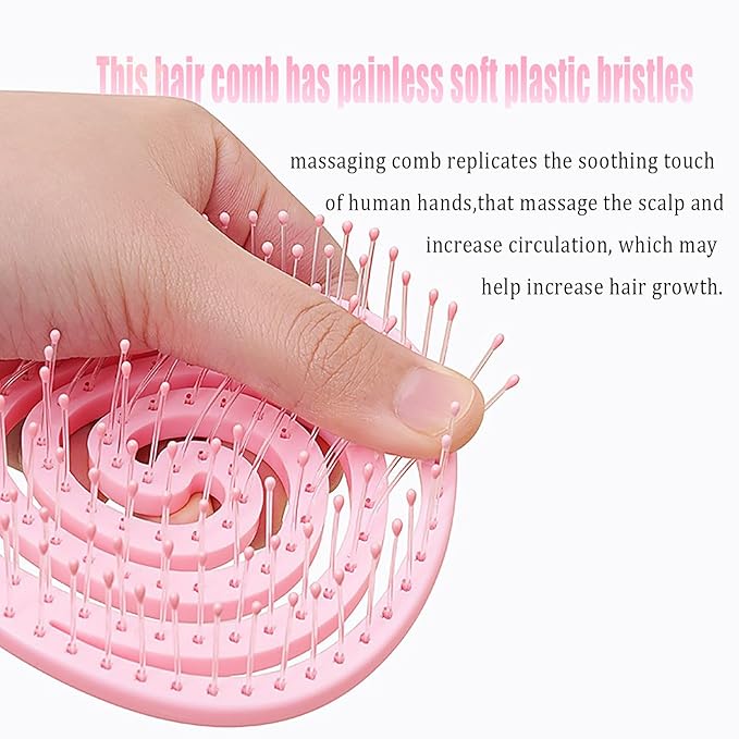 4 Pieces【Ultra-Soft】Baby Fine or Straight Hair Detangling Hair Brush for Kids【Skin-friendly material】Faster Blow Drying Styling Hair Detangling Brush with Flexible Bristles(Food grade ABS)Compact size