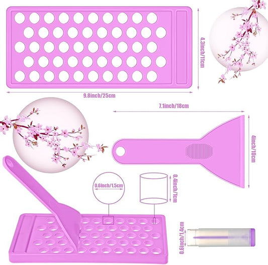 2 Sets Lip Balm Tray and Spatula Set Portable lipstick Holder Lip Balm Containers Lip Gloss Making Kit (Purple)