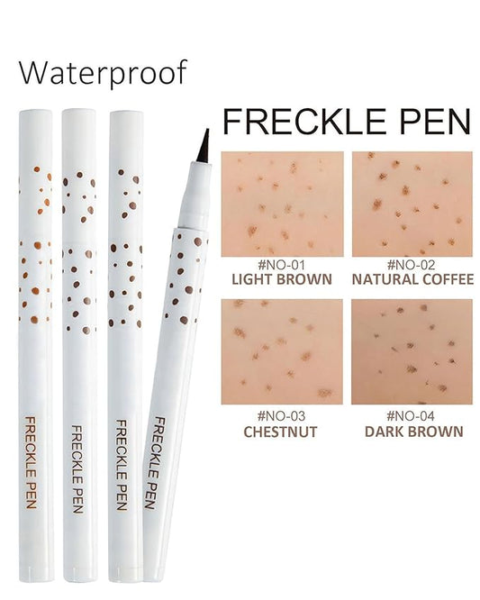 Freckle Pen, 4 Colors Kit - Natural Lifelike Faux Freckle Makeup Pen, Waterproof Long Lasting, Create Sunkissed Skin(4Pack)