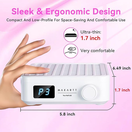 Makartt Professional Nail Dust Collector – Powerful Dust Collector Nail Tech Quite Suction Machine for Acrylic Nails Manicure & Pedicure Salon & Home Use Includes 10pcs Filters & Dust Brush