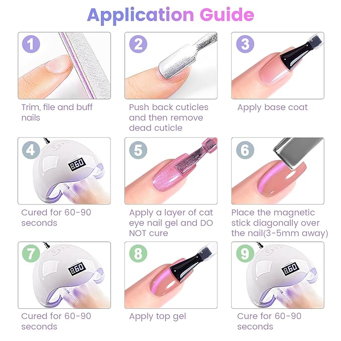 RARJSM Aurora Glitter Cat Eye Gel Nail Polish Set 6Pcs Nude Pink Light Purple Gold Brown Green Blue Galaxy Mermaid Glitter Cateye Gel Polish with Magnetic Stick UV LED Curing Require Home Salon