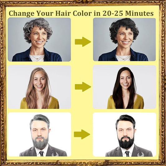 Coffee Hair Dye 3 in 1 - Instant Hair Color Shampoo for Refreshing, Herbal Hair Dye for Women & Men, Easy to Use & Long Lasting 16.90 oz