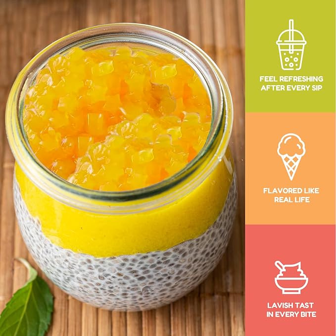 New Fanale Coconut Jelly Topping nata de coco for Boba Tea | Ice Cream | Yogurt | Smoothie | Milk Tea | Desserts Mango Star Shaped, 6.6 pound (Pack of 4) | JEL004-CS