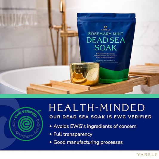 Magnesium Flakes, 5lb Rosemary Peppermint, Dead Sea Bath and Foot Soak, Alternative to Epsom Salt with Over 250,000mg of Magnesium Chloride Per Bag