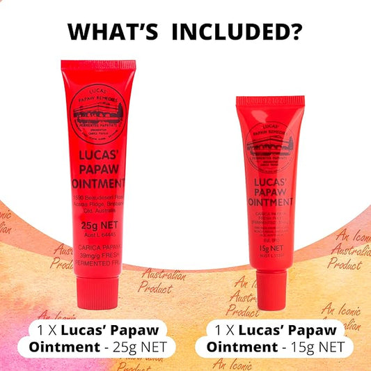 Lucas Pawpaw Lip Ointment, Lucas Pawpaw Cream, Lucas Pawpaw Ointment for Lips & Dry Skin (15 Gram & 25 Gram)