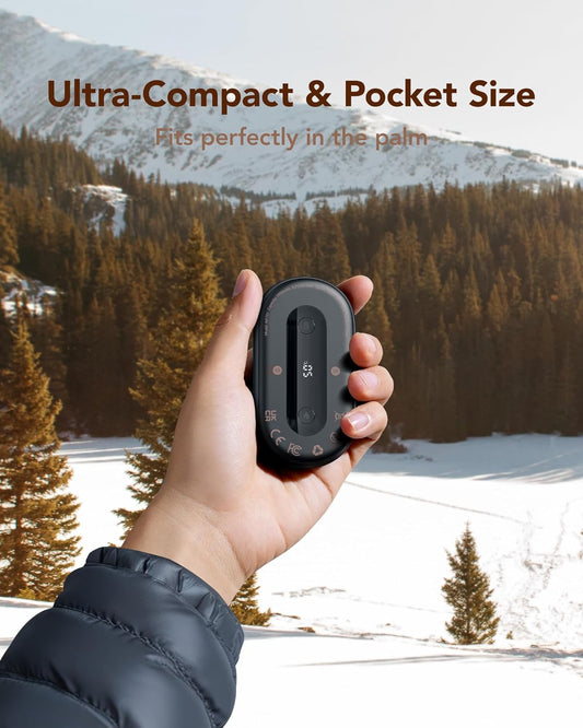 Hand Warmers Rechargeable 2 Pack, Magnetic Alloy Handwarmer 7000 mAh Reusable, Instant Heating UP to 131°F, 15 Hours Long Lasting Palm Pocket Heater, Gifts Packing for Christmas,Hunting,Camping,Golf