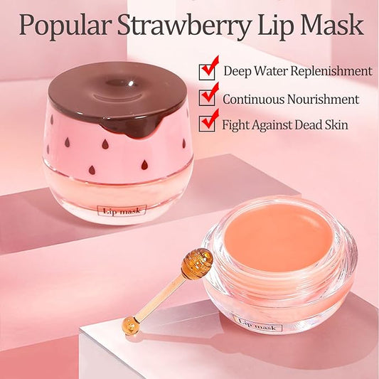 Strawberry Lip Sleeping Mask, Lip Mask Overnight Moisturizing Repairing Dry Crack Lip, Lip Care Products Reduce Lip Wrinkles & Dead Skin, Lip Moisturizer for Very Dry Lips, Women's Daily Lip Balm (strawberry)