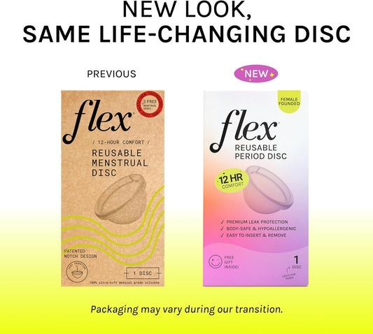Flex Reusable Disc | Reusable Menstrual Disc | Tampon, Pad, and Cup Alternative | Capacity of 6 Super Tampons | Lasts for Years | Includes Carrying Pouch & 2 Free Disposable Discs