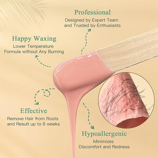 Wax Beads for Hair Removal – 6 Packs, 21oz – Gentle, Effective Hard Waxing Beads for Smooth Skin Bikini, Eyebrow, Face, Legs, Full Body Waxing