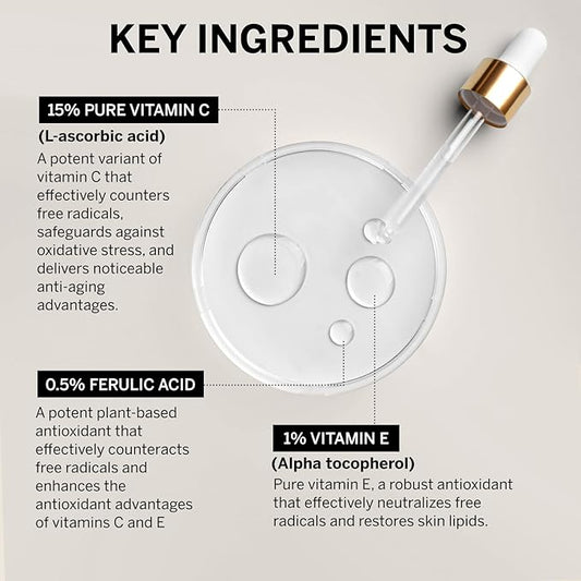 Vitamin C Face Serum: Anti Aging Super Vit C Facial Serum with Ferulic Acid Pure L-Ascorbic Acid, Vitamin E and Hyaluronic Acid for Dark Spots and Skin Care