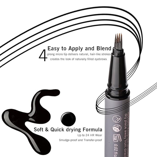 Eyebrow Pencil Black, Microblading Eyebrow Pen for Women, Long lasting Black Brow Pencil for 24H Perfect Brows, Hair Like Strokes, Smudge-Proof YES.EYE DO (Black Out- Natural Black)