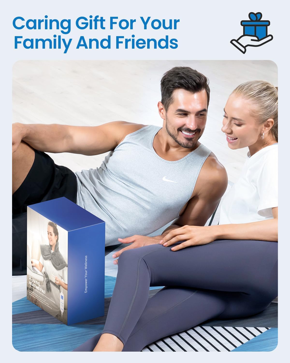 RENPHO King Size Heating Pad for Back Pain Relief, Christmas Gifts for Men Women Him, Stocking Stuffers, FSA Eligible, XL Large Electric Heat Pad for Neck and Shoulder, ETL Certified, 24"x37", Blue