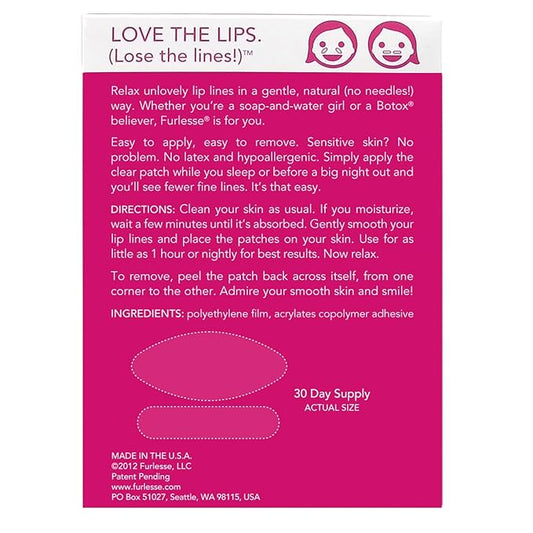 Furlesse Lip-Sticks Wrinkle Patches, Overnight Anti-Wrinkle Patches for Smile Lines, Fine Lines, and Expression Lines, Non-invasive Lip Patches, Anti-aging Skincare, 120 Patches, 30-Day Use