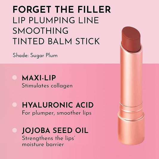 LAWLESS Forget the Filler Lip Plumping Line Smoothing Tinted Balm, Sugarplum, Pink, 0.09 Ounce