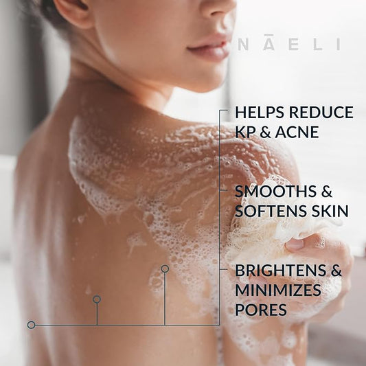 NAELI Keratosis Pilaris & Acne Exfoliating Body Wash Cleanser with 14% Glycolic & Salicylic Acid - Natural KP Bump Eraser & Strawberry Legs Treatment, Back & Butt Acne - Smooths & Hydrates, 6 oz