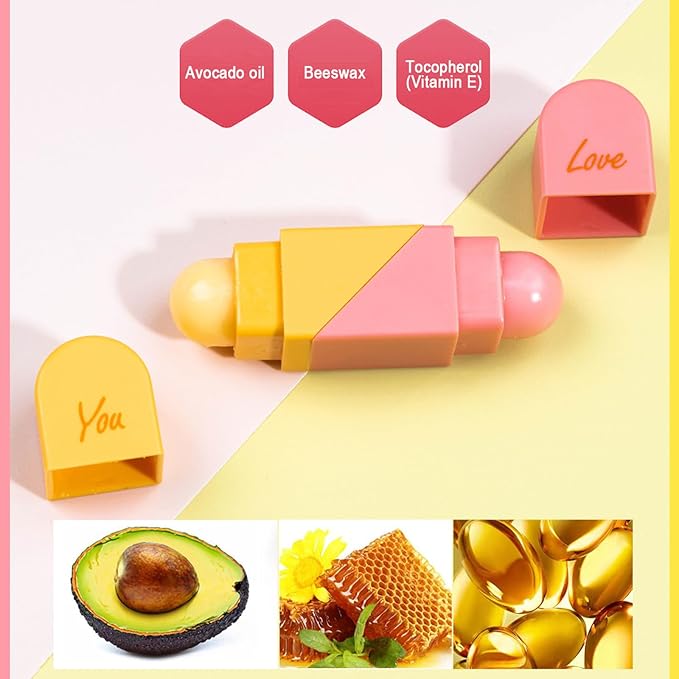 Heart Shaped Dual-use Deformable Lip Balm Stick - Honey, Peach. Repair, Keep Lips Moisturized,pink gift box,Gifts