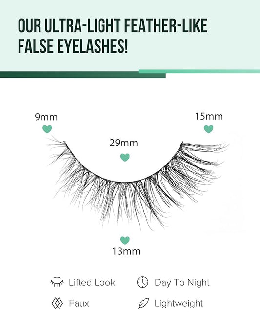 Cat Eye Lashes Short Strip Lashes Natural Looking False Eyelashes Wispy Fake Lashes Fluffy False Eyelashes Think Eye Lashes Pack 7 Pairs