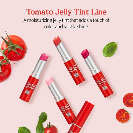 SKINFOOD Tomato Jelly Tint Lip (#02 Berry Tomato) - Moisturizing Tinted Lip Balm with Tomato Extracts, Healthy Looking Long Lasting Natural Lip Makeup - Natural Tinted Lip Balm - Lip Balm with Color