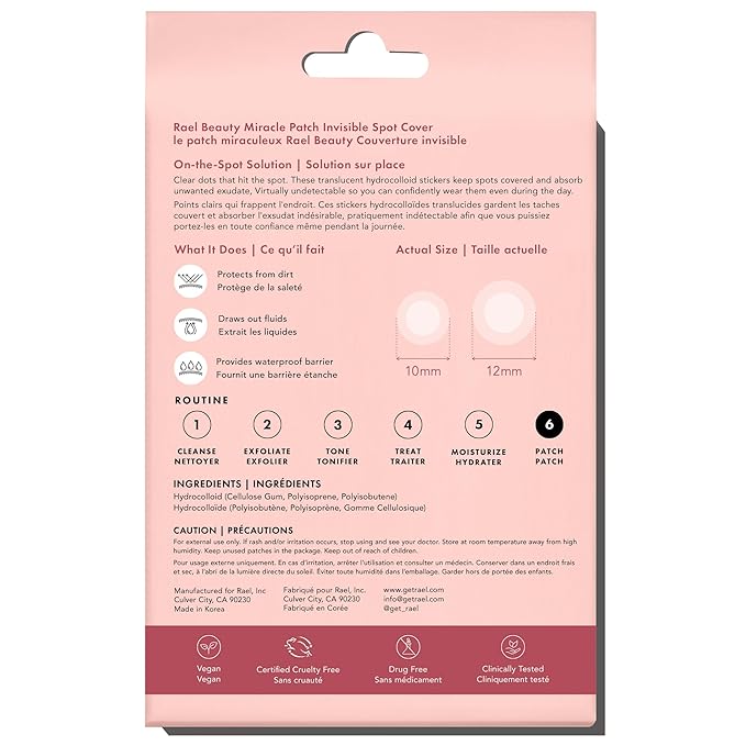 Rael Pimple Patches, Miracle Invisible Spot Cover - Hydrocolloid Acne Patch, Treatment for Breakouts, Absorbs Zits & Blemish, Korean Skin Care, 2 Sizes (96 Count)