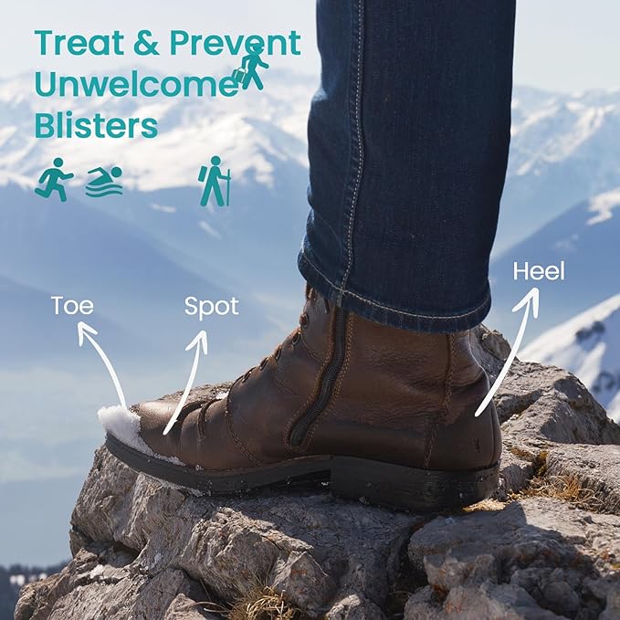Blister Bandages Blister Pads - 50 ct Blister Cushions - Water Resistant Hydrocolloid Bandages for Foot, Toe, Heel - Gel Blister Bandages for Prevention & Recovery, Variety Pack
