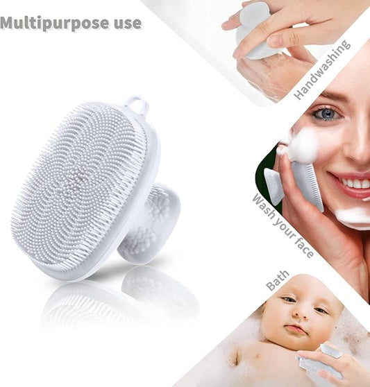 VWMYQ Silicone Face Scrubber for Men Facial Cleansing Brush Silicone Face Wash Brush Manual Waterproof Cleansing Skin Care Face Brushes for Cleansing and Exfoliating (White)