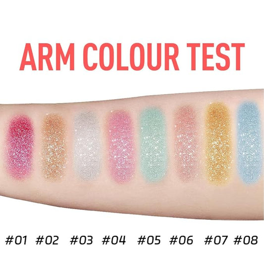 Glitter Body Highlighter Powder Body Shimmer Sparkle Face Brightening Highlighter Powder for Face Eyes Body Glow Makeup With sponge head(01#)