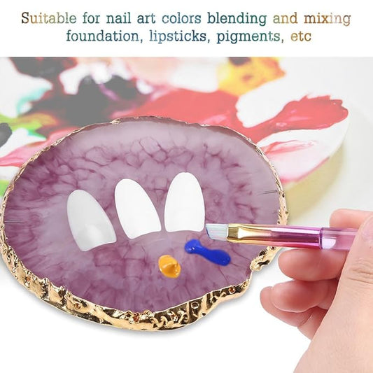 Nail Art Palette, Natural Resin Stone Nail Art Palette for Painting Placing Things Making Nail(Rose red)
