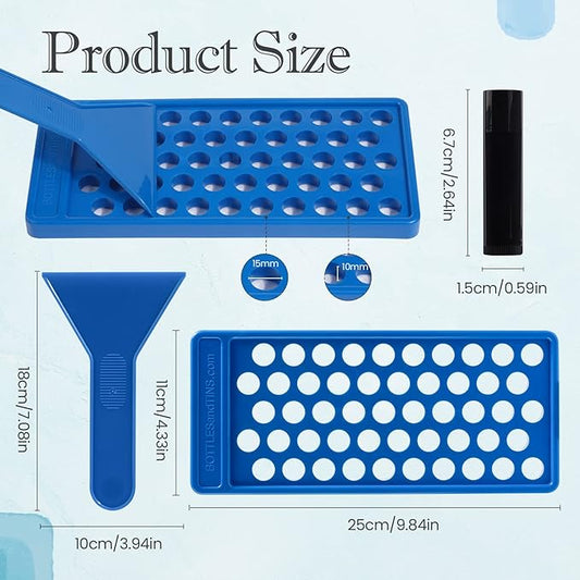 RONRONS Lip Balm Crafting Kit, Professional Lipsticks Filling Tray with 50 Small Holes and Spatula, Easy to Fill 50 Pieces Lipstick Tubes Containers for Business Gifts, Blue